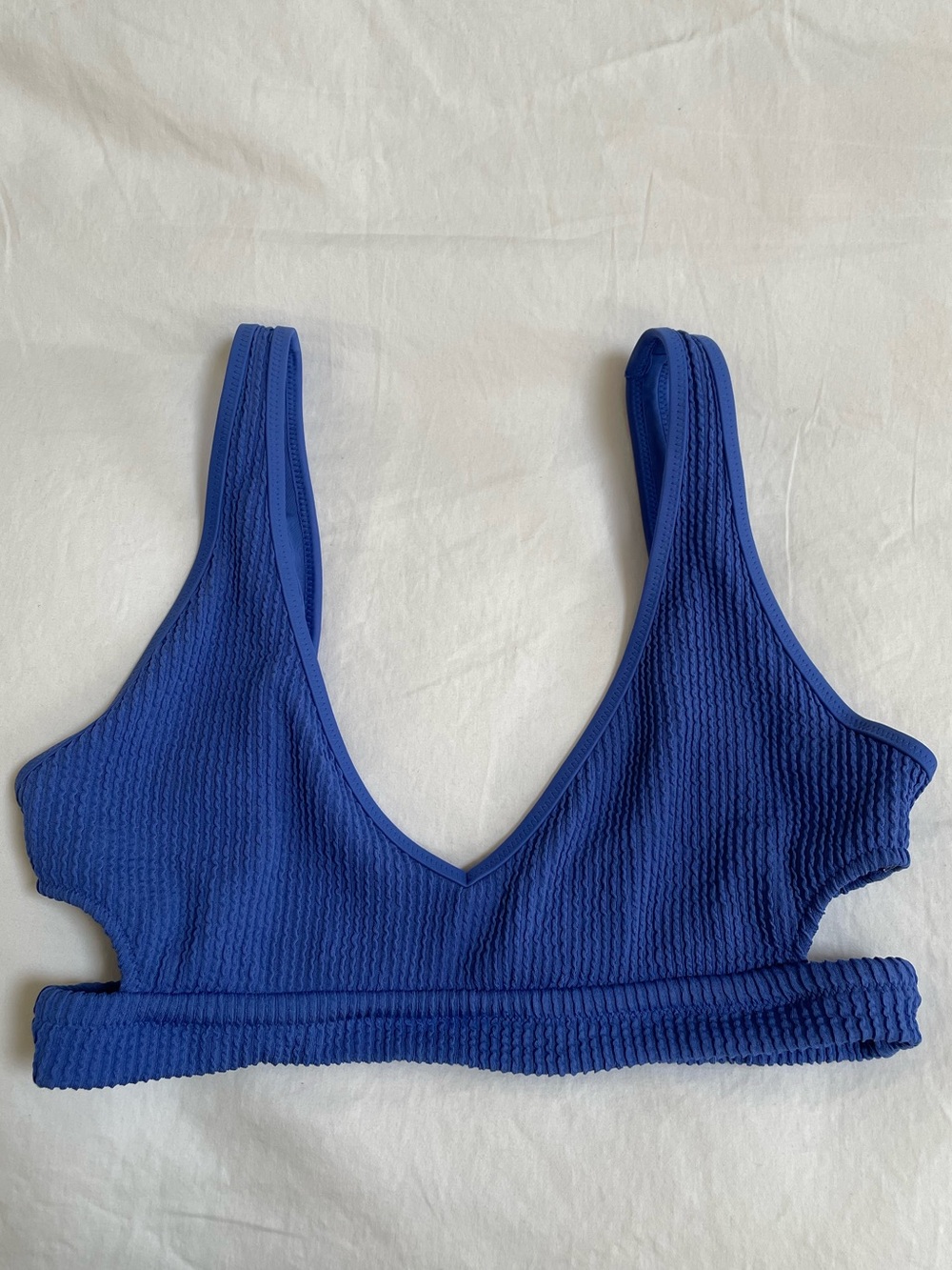Aerie Crinkle Voop Bikini Top Electric Blue